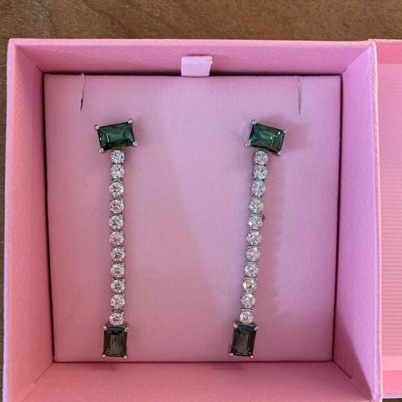 Swarovski Mesmera Drop Earrings With Green Crystal Squares | Excellent Condition - Picture 4 of 7